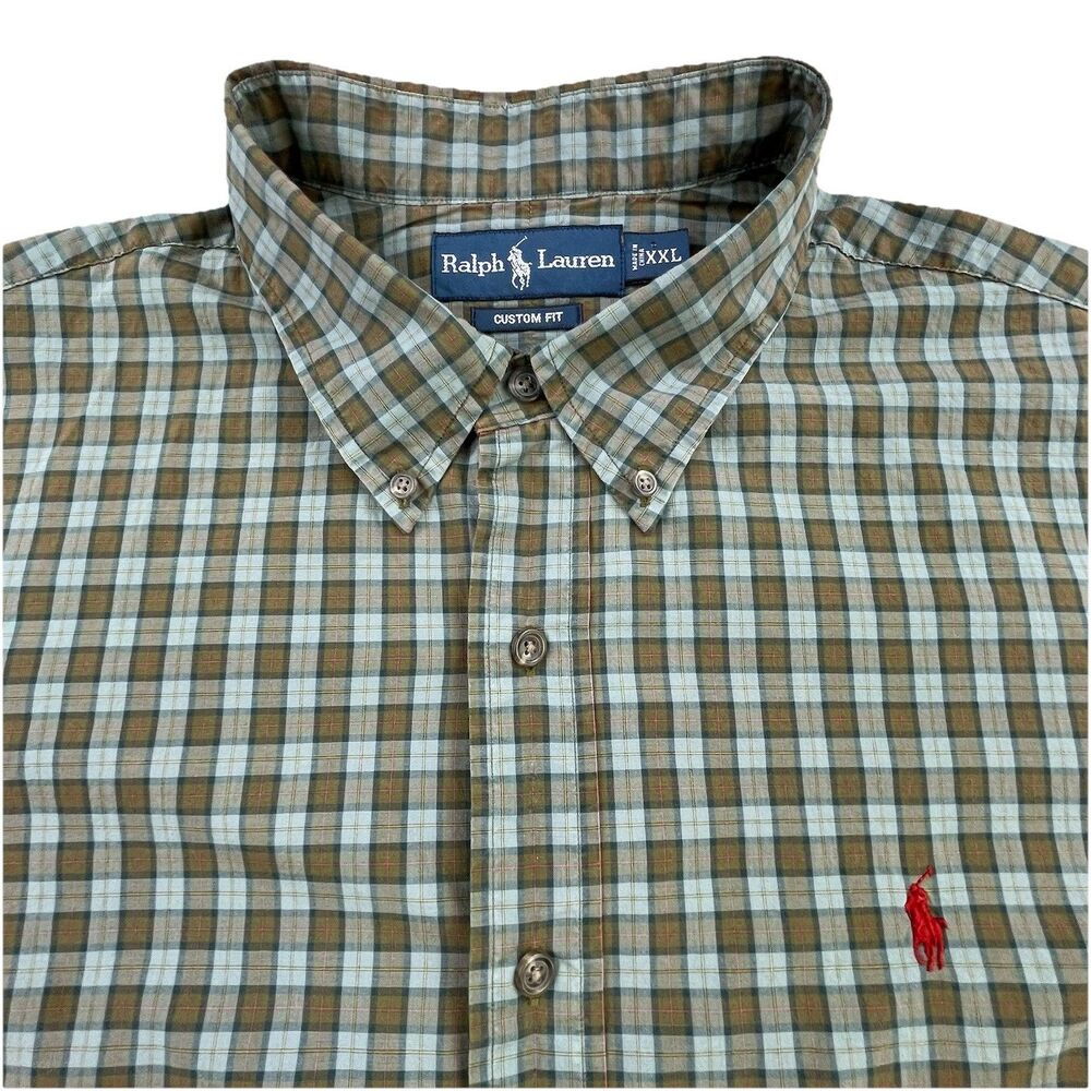 Vintage Polo Ralph Lauren Shirt Mens XXL Plaid Preppy Oxford Cotton OCBD